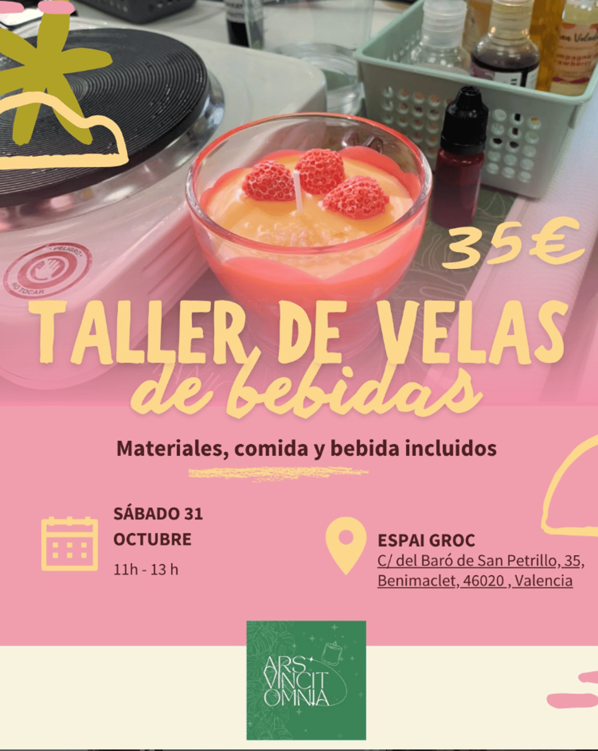 Taller de velas de bebidas